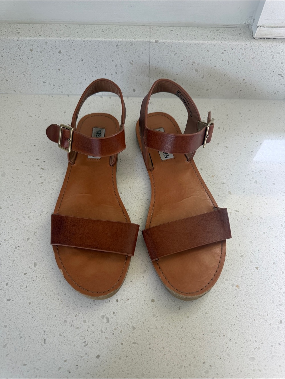 Brown Leather Ankle-Strap Sandals - Women's Fashion Sandals